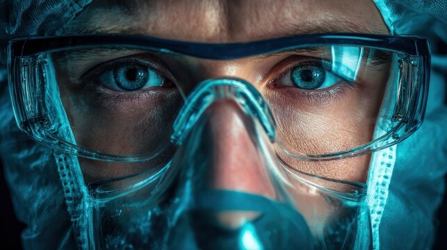 Close-up of focused scientist