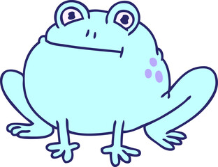 hand drawn quirky cartoon frog in bright neon color