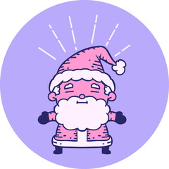 icon of a tattoo style santa claus christmas character in bright neon color