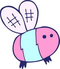 cartoon bee in bright neon color
