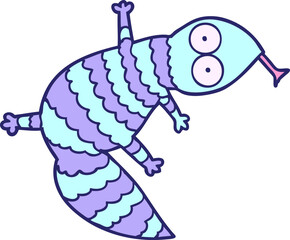 cartoon lizard in bright neon color