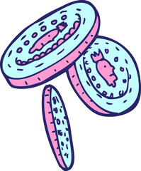 cartoon coins in bright neon color