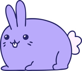 cartoon of a happy pet rabbit in bright neon color