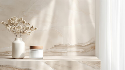Serene Skincare Product Display with Dried Flowers