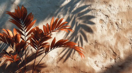 Soft Shadowed Palm Leaves on Mocha Wall Minimal Warm Ambiance