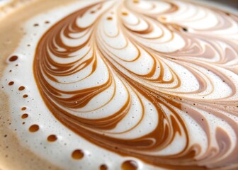 Creamy coffee foam art latte art macro