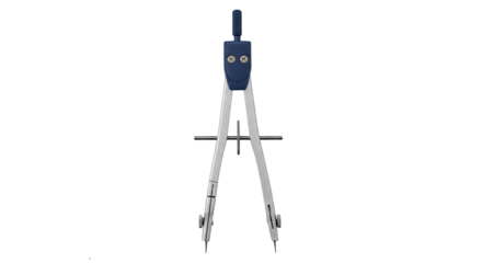 Metallic Compass Drafting Tool – Isolated on Transparent Background

