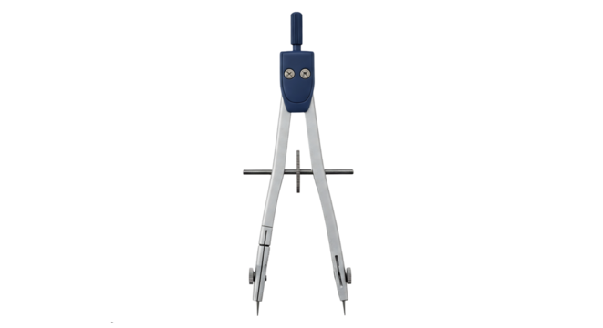 Metallic Compass Drafting Tool – Isolated on Transparent Background

