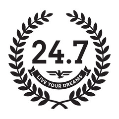 Laurel wreath with numbers and eagle emblem vector