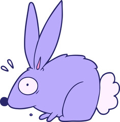 cartoon frightened rabbit in bright neon color