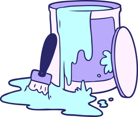 cartoon paint bucket in bright neon color