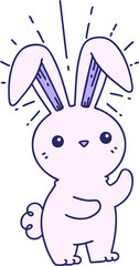illustration of a traditional tattoo style cute bunny in bright neon color