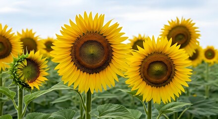 Fototapeta premium A field of sunflowers in full bloom.jpg