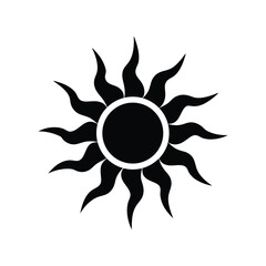 Tribal style silhouette sun vector art illustration
