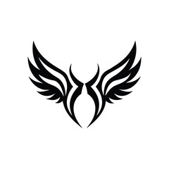 Tribal style wings silhouette vector art illustration