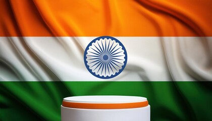 Product Display Podium with Indian Flag - Independence and Republic Day Sale Concept