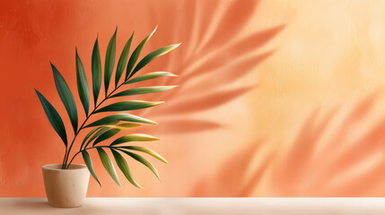 Minimalist Leaf Shadows on Brown Wall