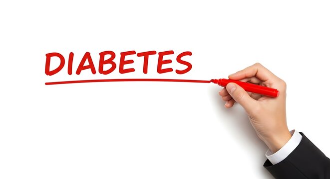 Diabetes concept hand writing with red marker on white background