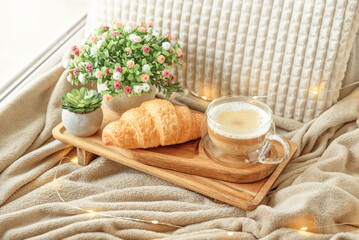 Cozy Morning: coffee with croissant