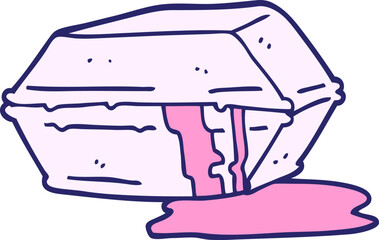 hand drawn doodle style cartoon greasy take out food in bright neon color