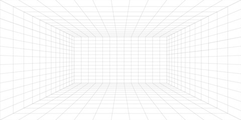 Perspective grid background 3d Vector illustration. Interior design Model projection background template. Line one point perspective. eps10