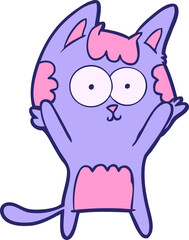 happy cartoon cat in bright neon color