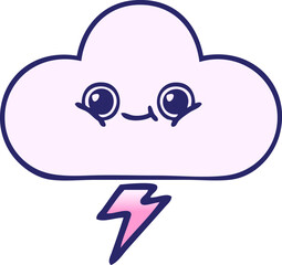 gradient shaded cartoon of a storm cloud in bright neon color