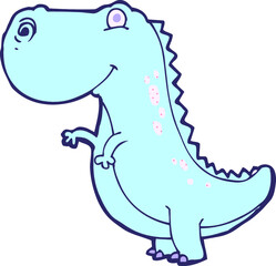cartoon dinoaur in bright neon color