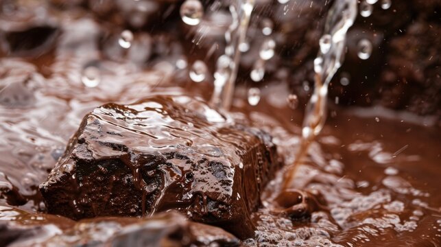 The deep brown hue of cacao water a visual representation of its antioxidant properties.