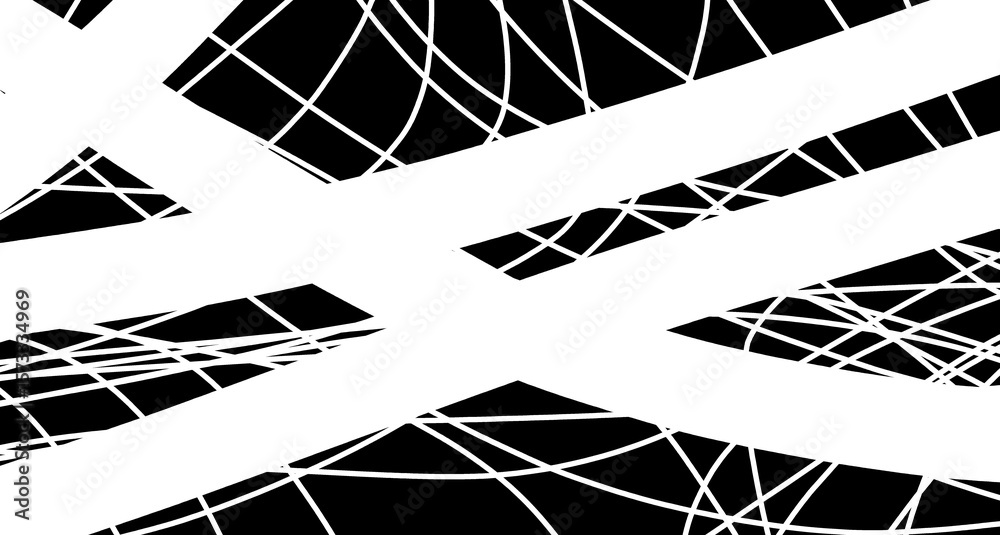 Poster abstract black and white geometric design with intersecting lines and angular shapes art