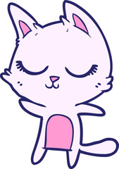 calm cartoon cat in bright neon color