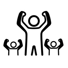 Fototapeta premium Cheering crowd of stylized people celebrate with success in this cheering crowd illustration, symbolizing collective triumph and accomplishment.