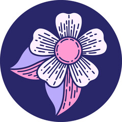 iconic tattoo style image of a flower in bright neon color