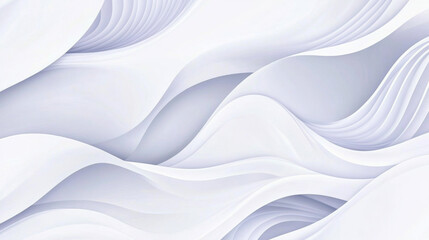 Abstract white wavy background with smooth flowing curves and layered textures, creating serene and modern design. organic liquid like waves evoke sense of calm and sophistication