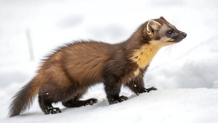 Pine Marten Isolated White Background