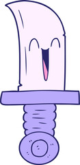 cartoon knife in bright neon color
