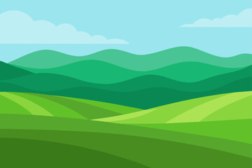 green hills and blue sky