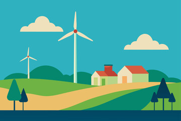 vector illustration of a windmill