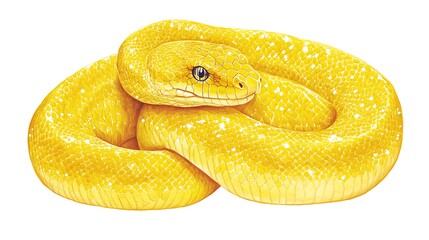 Detailed illustration of a vibrant yellow snake.