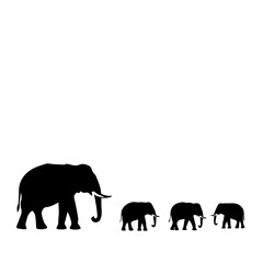 Fototapeta premium Elephant family is featured in this graphic illustration. This elephant family shows parents and young elephants.