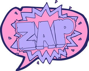 happy freehand speech bubble cartoon zap explosion sign in bright neon color
