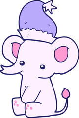 cute christmas elephant in bright neon color