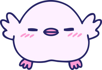 cartoon of a cute baby bird in bright neon color