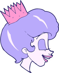 cartoon princess in bright neon color