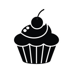cupcake with cherry silhouette