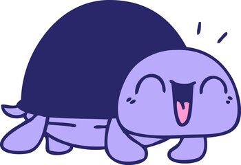 hand drawn quirky cartoon turtle in bright neon color