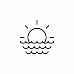 sun over waves icon sign vector