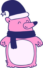 cartoon christmas bear in bright neon color