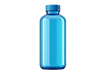 blue plastic bottle blank mockup isolated on white transparent background .png