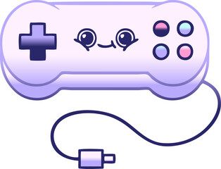 gradient shaded cartoon of a game controller in bright neon color